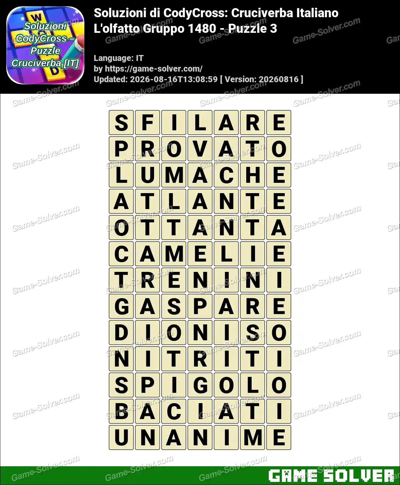 Soluzioni di CodyCross: Cruciverba Italiano L’olfatto Gruppo 1480 – Puzzle 3